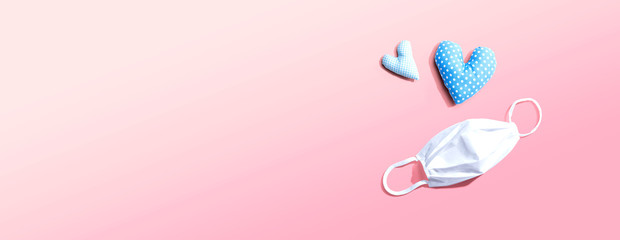 Medical worker appreciation theme with hearts and a face mask