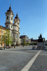 Dobo square in Eger, Hungary on a spring afternoon