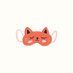 Sleep mask Cat. Animal character. Work at home, coworking space, concept vector illustration. For poster design, kids print, greeting card, social media post, cards, textile. Scandinavian style.