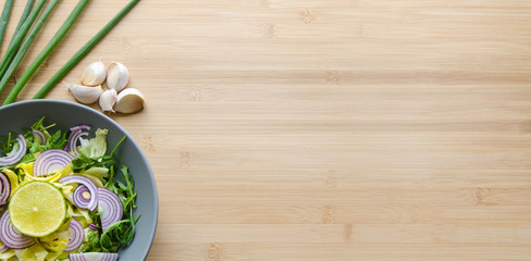 Vegetable patch on a wooden board
