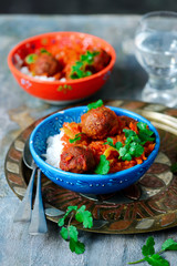 Vegan Moroccan Meatball Stew.. selective focus