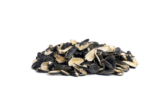 Photo of sunflower seed husks. Rubbish on a white background