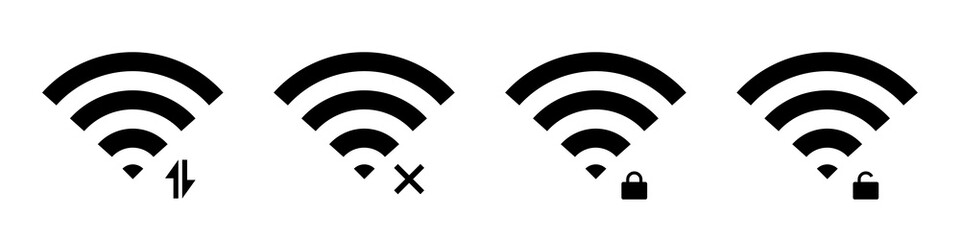 Wifi, wireless and signal connect. Vector isolated icon and signs. Internet connection cocept. Stock vector