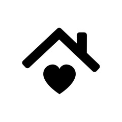 Home heart. Stay home. Vector isolated icon. Home quarantine black isolated vector icon.
