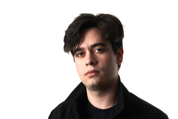 Portrait of Young Man on White Background.