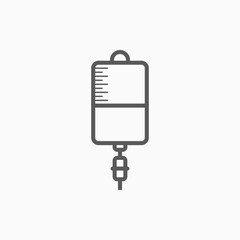 blood bag icon, IV vag vector, saline illustration
