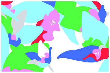 Bright and sweet summer flowers shapes in light pastel color, flat style background template design