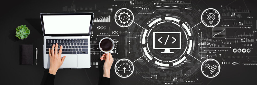 Web development concept with person using a laptop computer