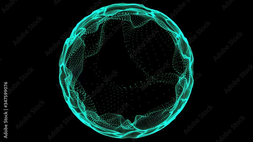 Poster futuristic dynamic sphere of multiple points and lines. abstract illustration in space style. seamle
