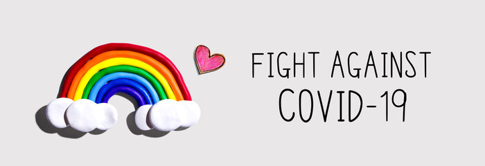 Fight Against Covid-19 message with a rainbow and a heart