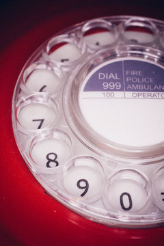 Close-up Of Red Rotary Phone