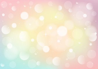 abstract galaxy fantasy unicorn. pastel sky with bokeh. rainbow background. illustration vector.