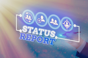 Writing note showing Status Report. Business concept for Update Summary of situations as of a...