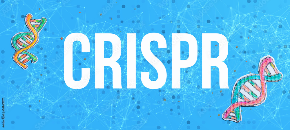 Aufkleber crispr theme with dna and abstract network patterns