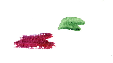 Green and burgundy watercolor spot on a white background