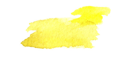 Yellow watercolor spot on a white background