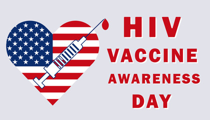 Medical banner illustration on World AIDS and HIV Vaccine Day, also known as HIV Vaccine Awareness Day, is celebrated annually on May 18. All elements are isolated.