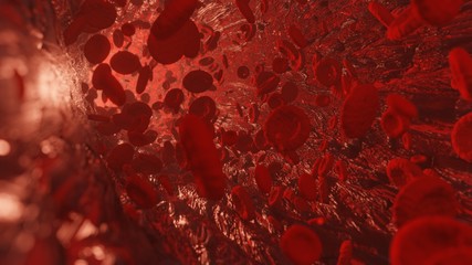 Red blood cells erythrocytes. 3D rendering illustration. 