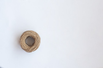 skein of jute twine on a white background