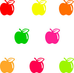 set of multi-colored apple icons