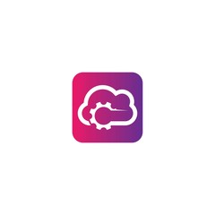 Cloud gear logo vector icon design