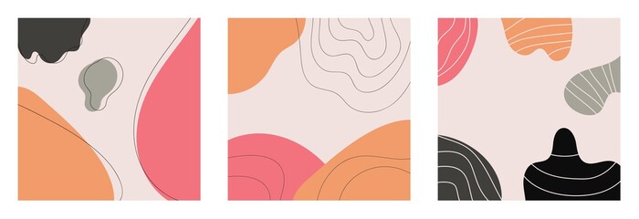 set abstract backgrounds hand drawn for concept design. Modern abstract art. Hand drawn sketch. Geometric template.Trendy minimal Vintage design. Contemporary modern trendy illustrations.Pastel colors