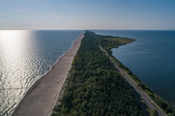 Aerial view of Chalupy Hel Penisula Baltic sea in Poland