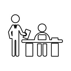Group of business people working in office and talking. Flat icon design.