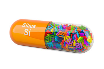 Silica Si, dietary supplement. 3D rendering