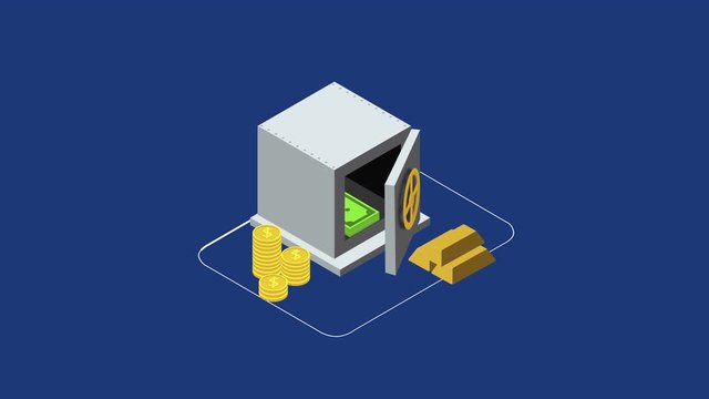 Finance, protection and savings isometric concept.