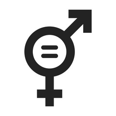 Gender equality black glyph icon. Women's rights. Corporate social responsibility. Sustainable Development Goals. SDG color sign. Pictogram for ad, web, mobile app. UI UX design element