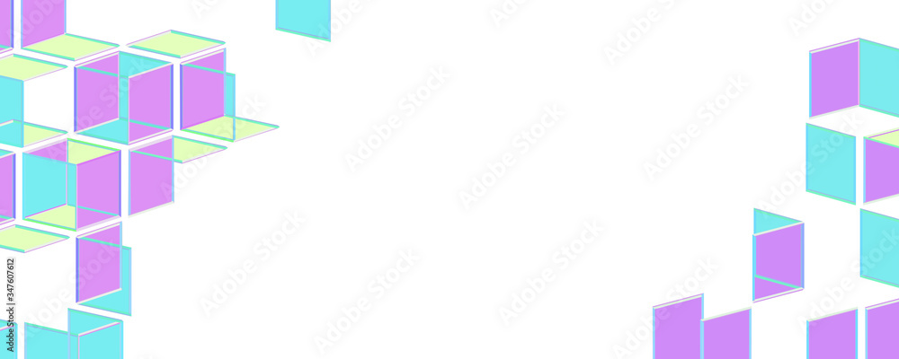 Poster abstract neon dissolving geometric shapes. mosaic pattern background structure. 2d illustration