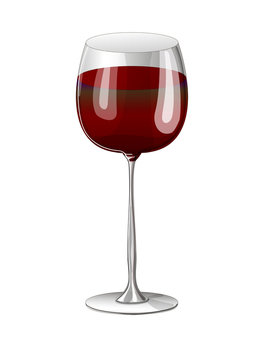 Stock vector illustration. Glass of red wine drawn on a white background