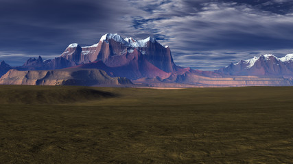 3D ilustration of mountians landscape and sea © Mila Agirre Photo