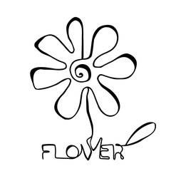 Continuous Flower Illustration, One Line Art Flowering Blossom