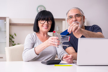 Old couple doing the online shopping