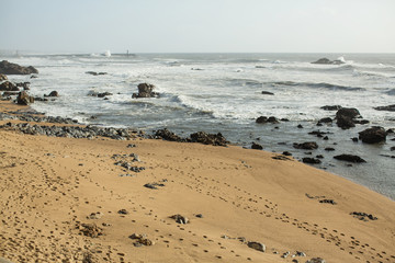 The atlantic ocean coast. Porto, Portugal.