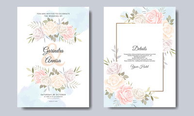 Obraz na płótnie Canvas Beautiful floral frame wedding invitation card template Premium Vector