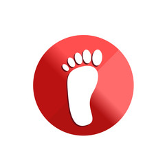 Footprints icon flat design on red circle. Healthcare and Medical concept