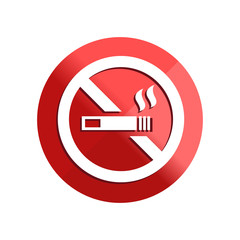 No smoking sign icon flat design on red circle. Healthcare and Medical concept