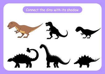 Worksheet connect the dinosaur with its shadow.