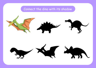 Worksheet connect the dinosaur with its shadow.