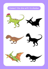 Worksheet connect the dinosaur with its shadow.