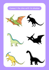 Worksheet connect the dinosaur with its shadow.
