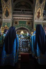 procession of Kazan. Kazan icon, censer, priests, bishops, vestments, prayer in the Kremlin...