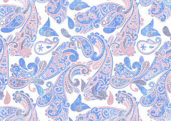 Fototapeta premium colorful paisley pattern with fabric texture
