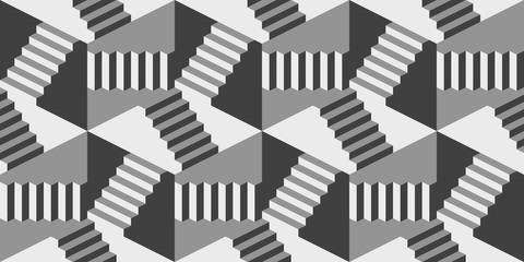 Seamless pattern with stairs making an optical illusion.