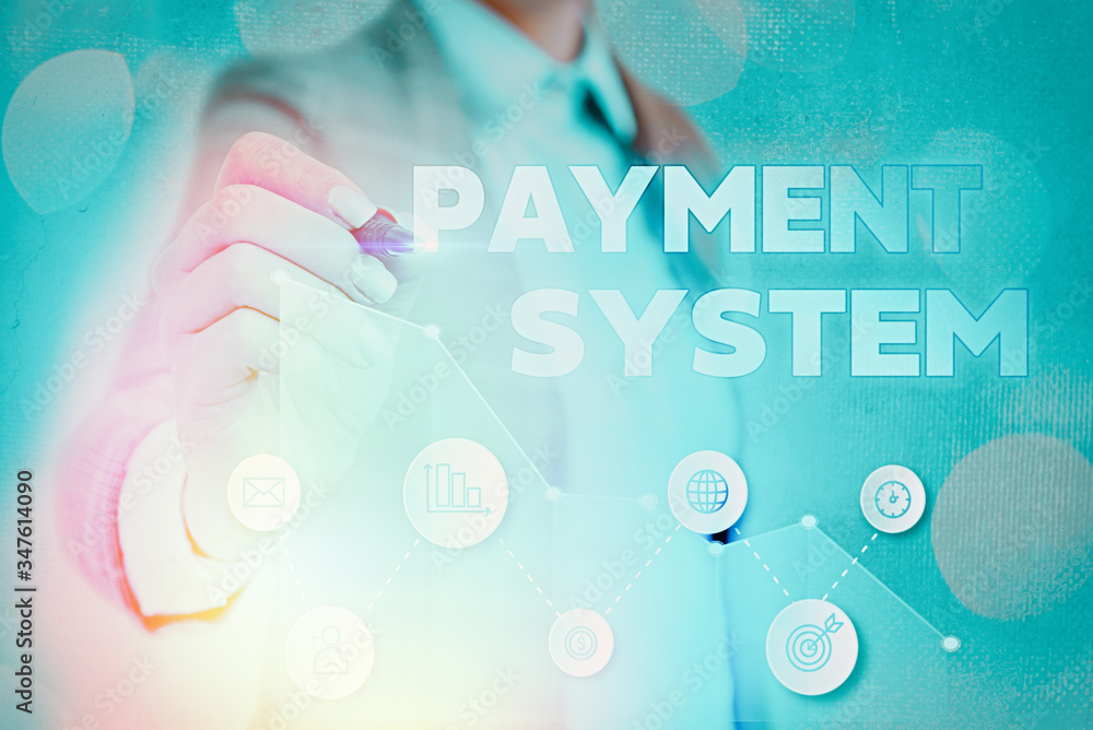 Poster writing note showing payment system. business concept for compensation scheme method used in paying 