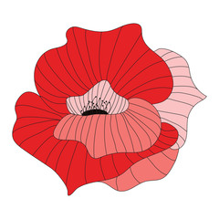 Red poppy vector stock icon isolated on white background. Stylized flower symbol. 