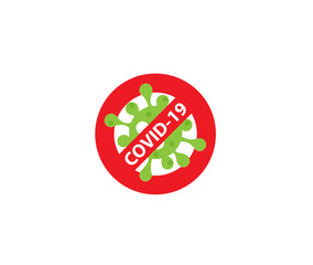Red sign covid 19 protection logo